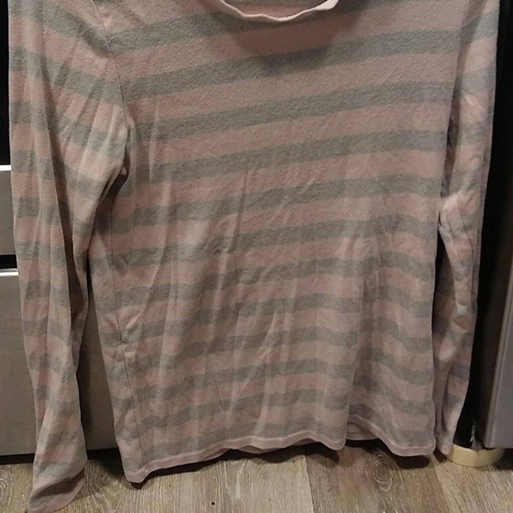 Grey and pink stripped long sleeve shirt